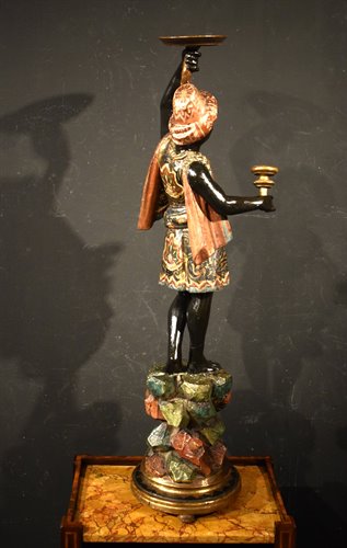 "Moretto vénitien" Sculpture en bois laqué polychrome